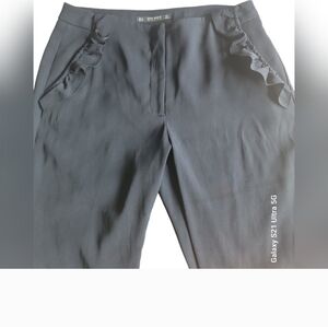 Zara Ruffled Pocket Straight Leg Trouser. Size M. Super Nice, Perfect For Work!